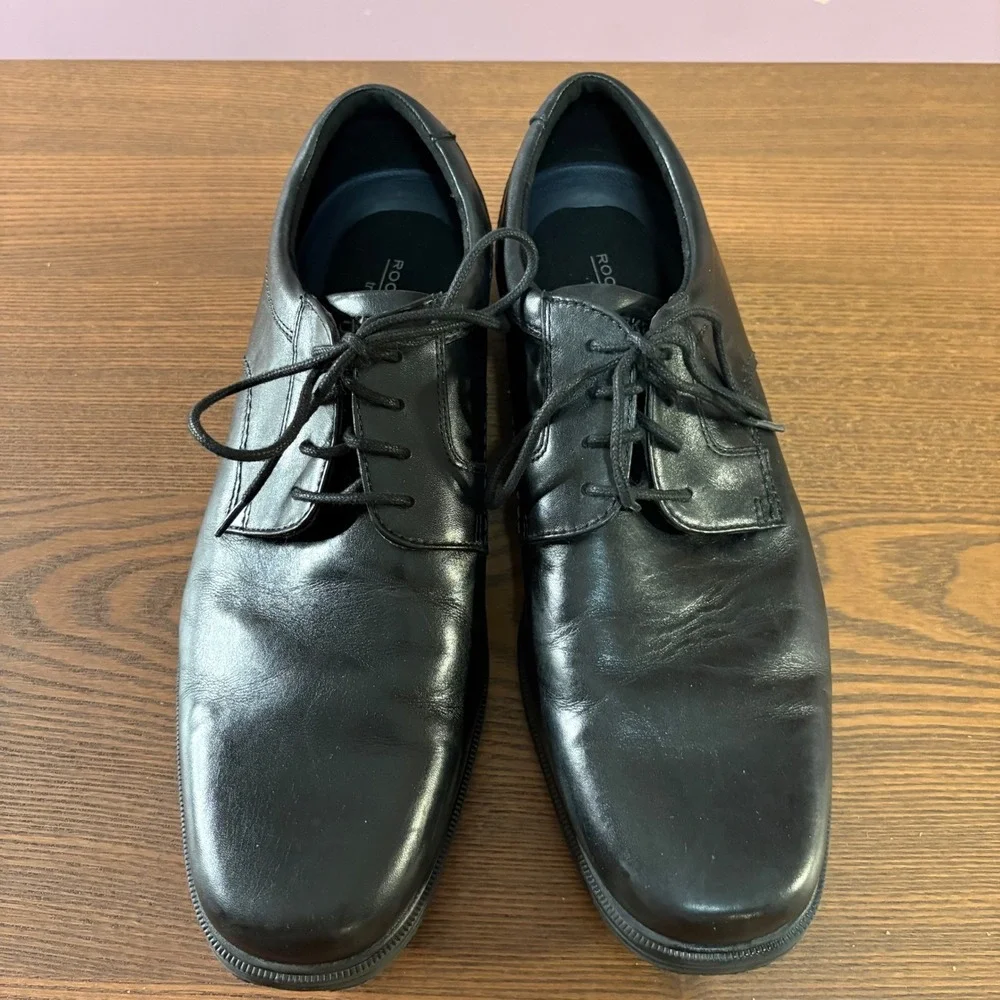 Rockport truTECH Oxfords Mens 12 Black Excellent‎ Leather Dress Shoes CI3077